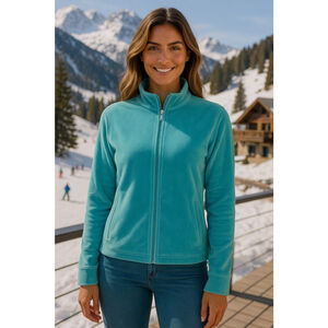 Mountain Lake Velour Zip Jacket Cotton Aqua Blue Vintage Y2K Streetwear Cozy 90s